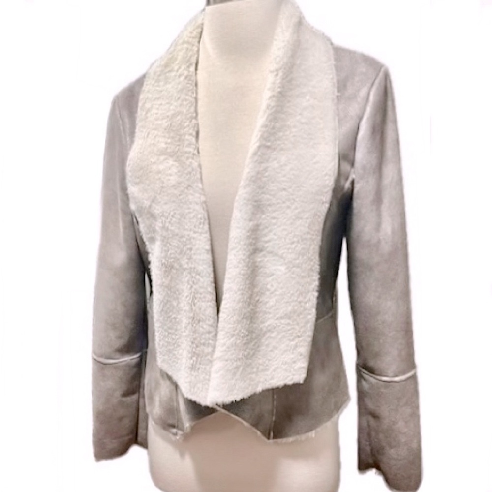 Cache Metallic Shearling Lined Jacket In Silver R… - image 3